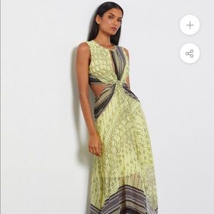 BCBG Lime Carina Knot Front Cut Out Dress